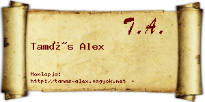 Tamás Alex névjegykártya